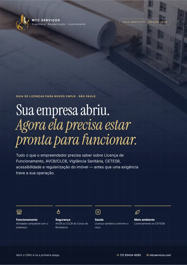 Capa do Guia de Licenças para Novos CNPJs da MTC Serviços
